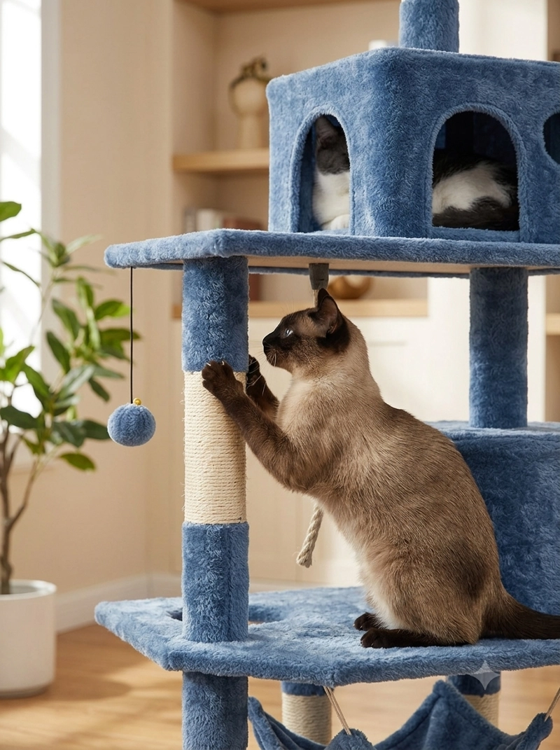 TORRE RASCADOR GRANDE PARA GATOS MASCOTAS LAU - 6