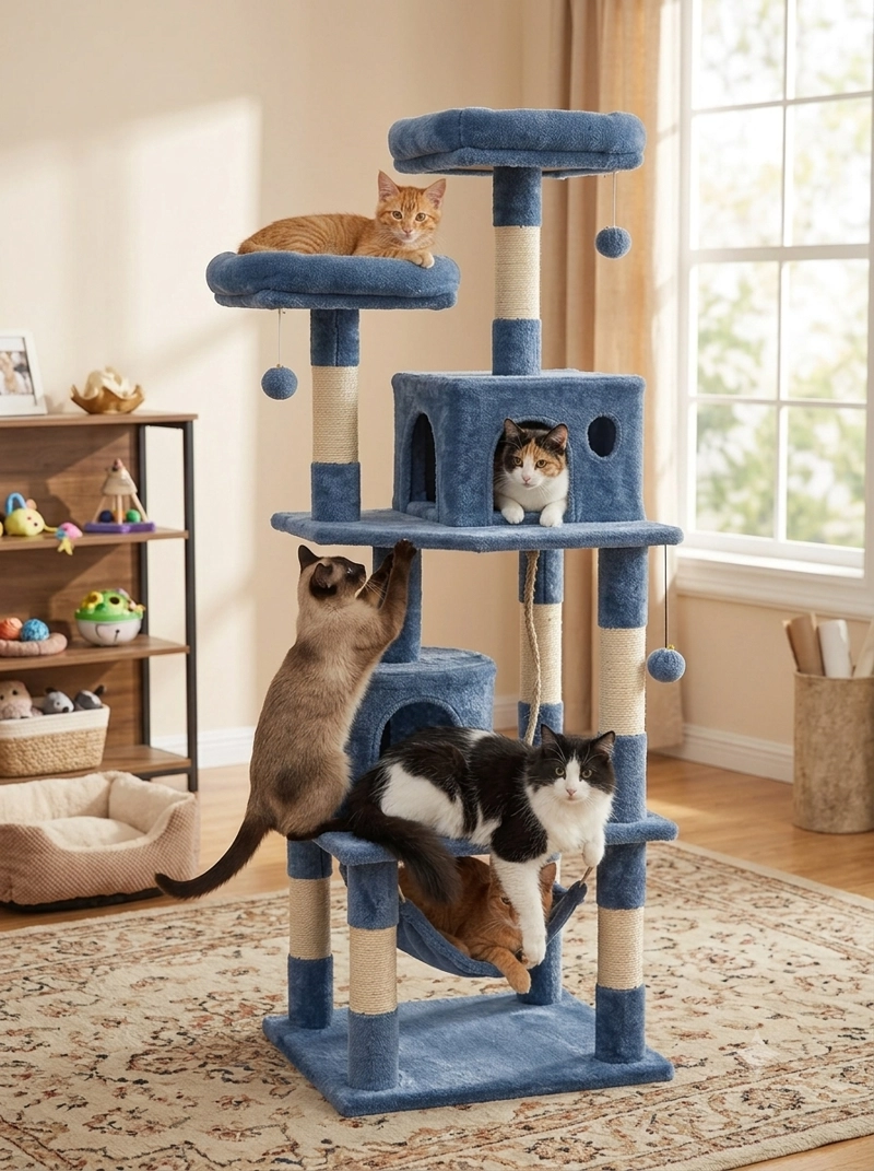 TORRE RASCADOR GRANDE PARA GATOS MASCOTAS LAU - 8