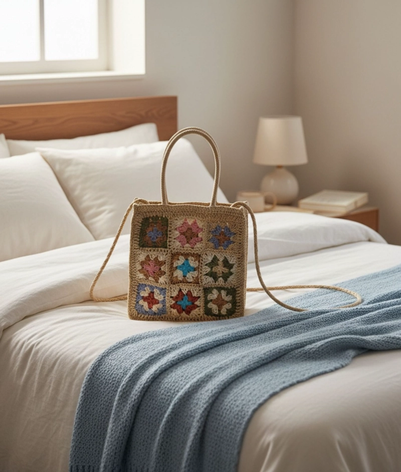 CARTERA BOLSO MANO TEJIDO CROCHET MODERNO VERSATIL JHN - 7