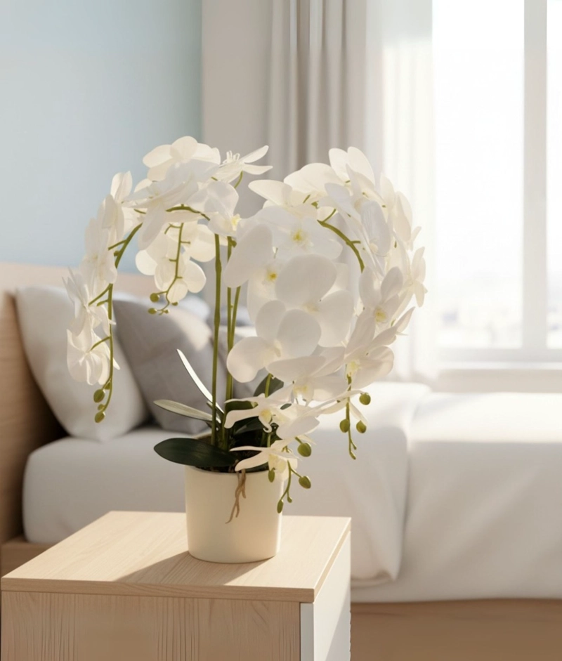 PLANTA ARTIFICIAL DECORATIVA ORQUIDEA BLANCA REALISTA JHN - 7