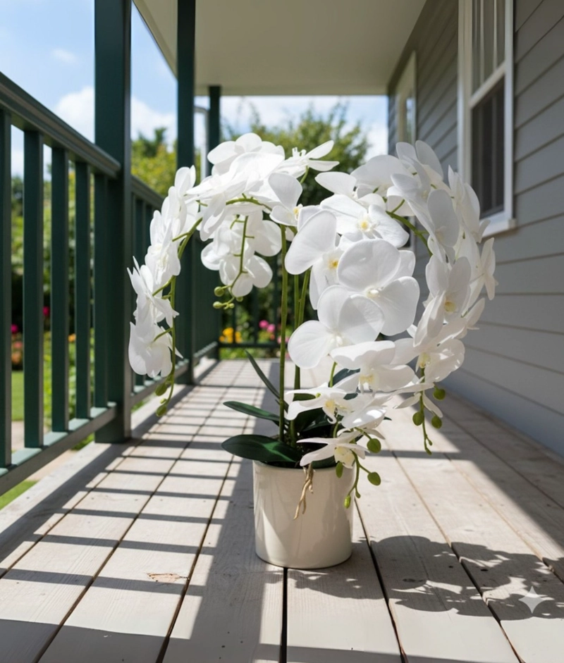 PLANTA ARTIFICIAL DECORATIVA ORQUIDEA BLANCA REALISTA JHN - 9
