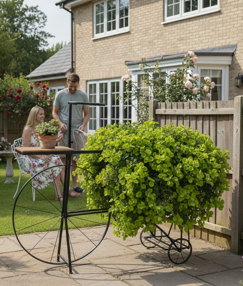 PORTA MACETAS DISEÑO BICICLETA ADORNO JARDINERIA SOPORTE JHN - 4