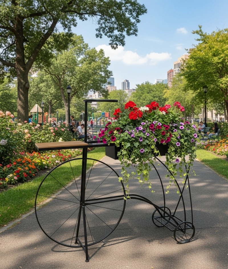 PORTA MACETAS DISEÑO BICICLETA ADORNO JARDINERIA SOPORTE JHN - 7