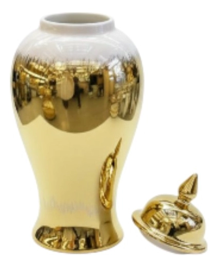 POTICHE DECORATIVO TAPA ESTILO GLAMOUR REGENCIA LUJO JHN - 3
