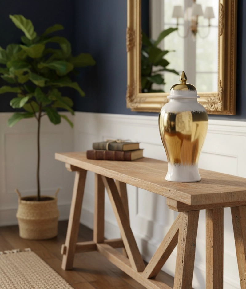 POTICHE DECORATIVO TAPA ESTILO GLAMOUR REGENCIA LUJO JHN - 10