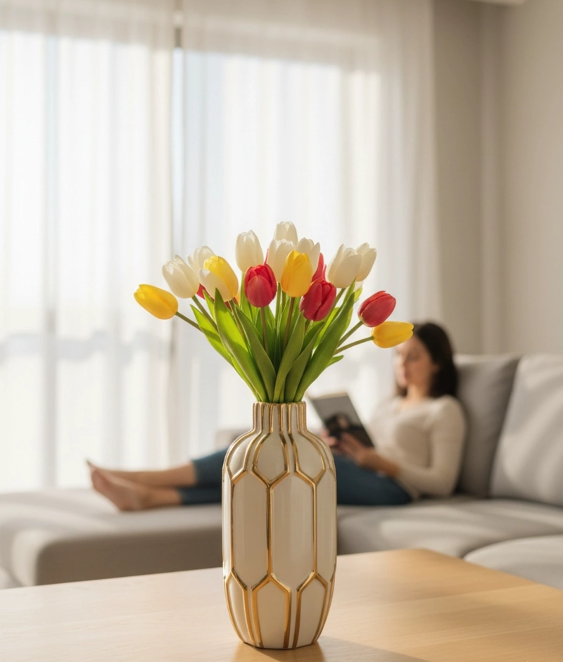 FLORERO JARRON DECORATIVO LUJO GEOME TRICO FUSION ARTE JHN - 9