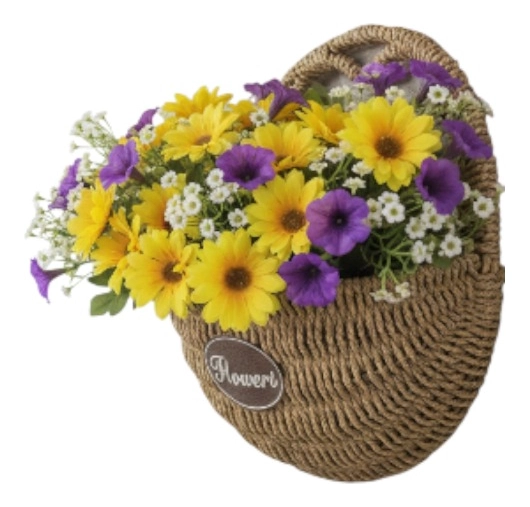 FLORERO DECORATIVO CESTA TEJIDA COLGANTE RUSTICO PARED JHN - 3