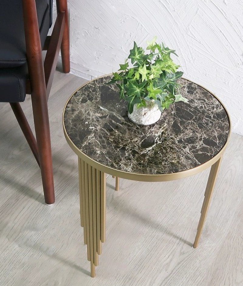 MESA AUXILIAR REDONDA DISEÑO GEOME TRICO ELEGANTE JHN - 2