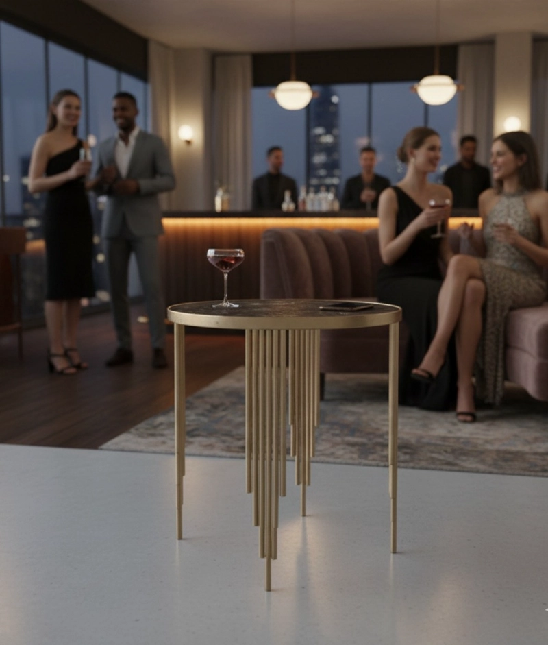 MESA AUXILIAR REDONDA DISEÑO GEOME TRICO ELEGANTE JHN - 5