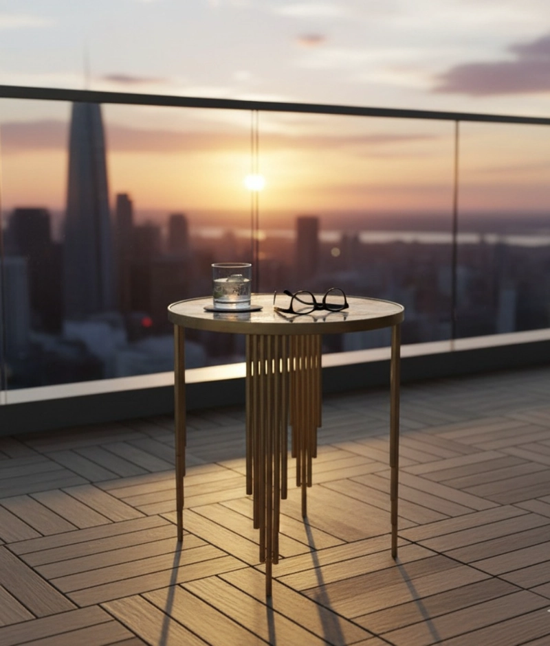 MESA AUXILIAR REDONDA DISEÑO GEOME TRICO ELEGANTE JHN - 7