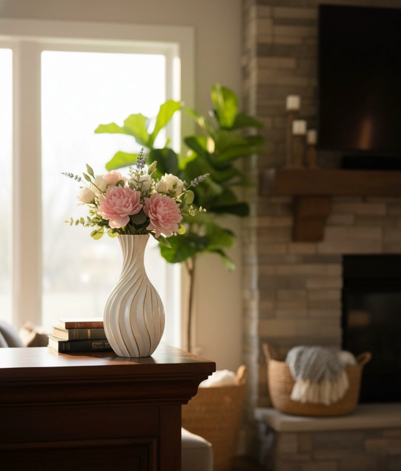 FLORERO DECORATIVO JARRON ESCULTURAL DISEÑO REMOLINO JHN - 10