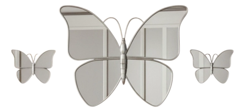 SET 3 ESPEJO DECORATIVO PARED MARIPOSA FUNCIONAL HOGAR JHN - 1