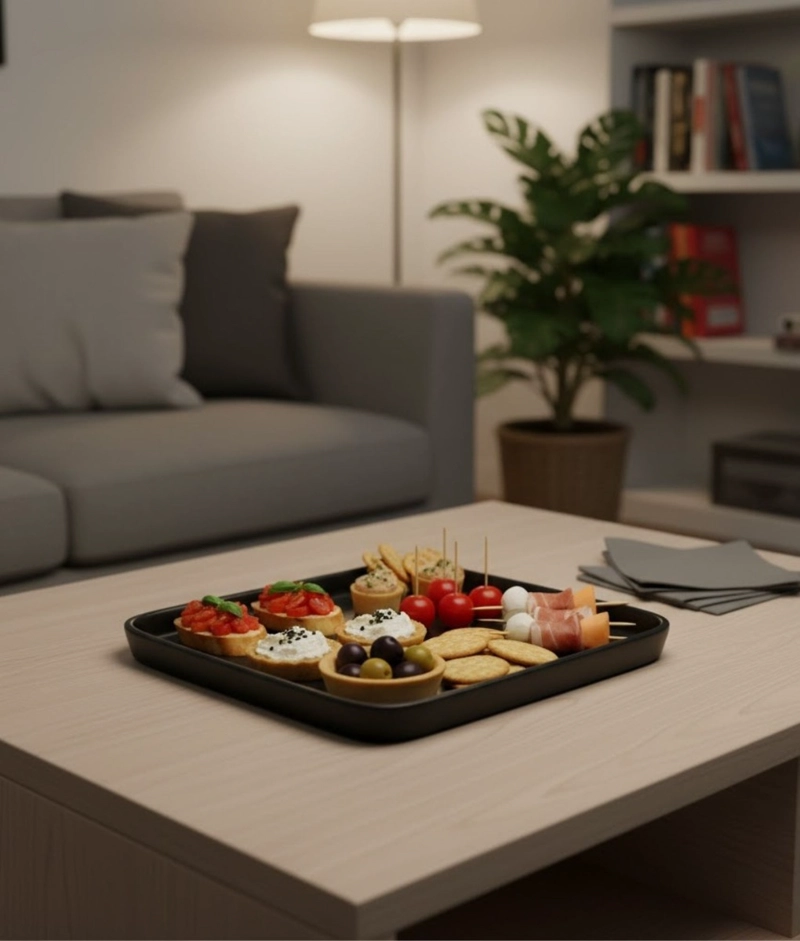 BANDEJA DECORATIVA BASE CUADRADA ESTILO TERRAZO SUAVE JHN - 2