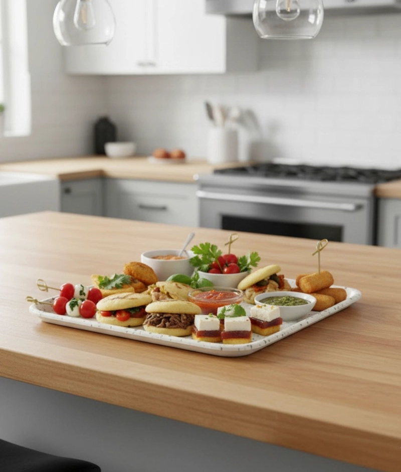 BANDEJA DECORATIVA BASE CUADRADA ESTILO TERRAZO SUAVE JHN - 8