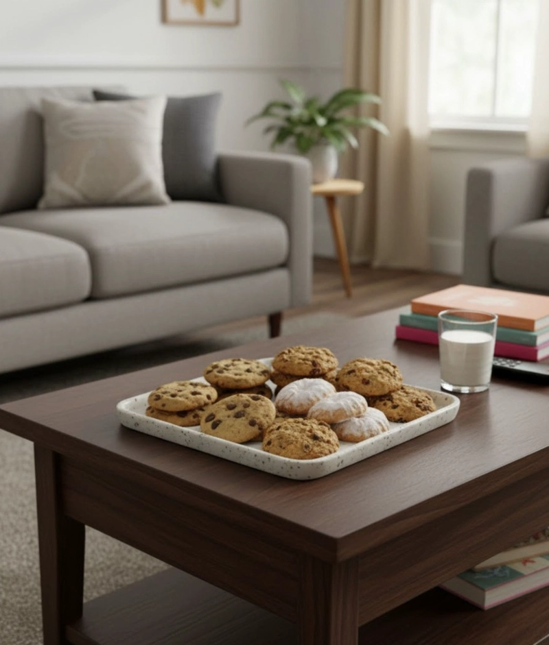 BANDEJA DECORATIVA BASE CUADRADA ESTILO TERRAZO SUAVE JHN - 9