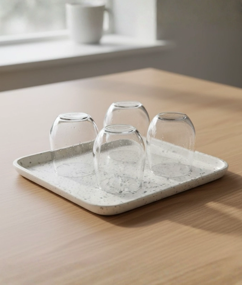 BANDEJA DECORATIVA BASE CUADRADA ESTILO TERRAZO SUAVE JHN - 10