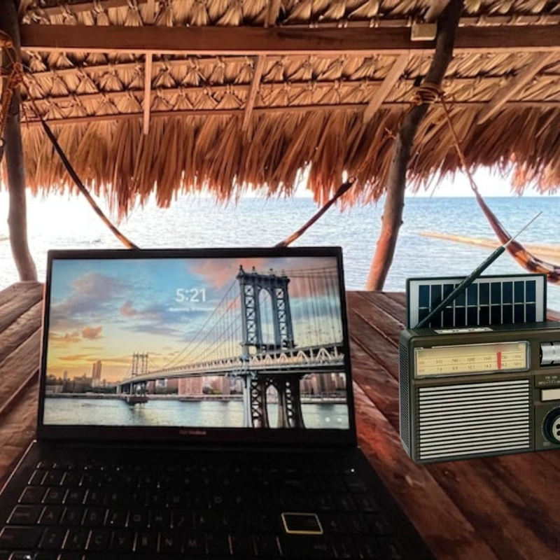 RADIO FM PORTATIL CON PANEL SOLAR RECARGABLE LAU - 8