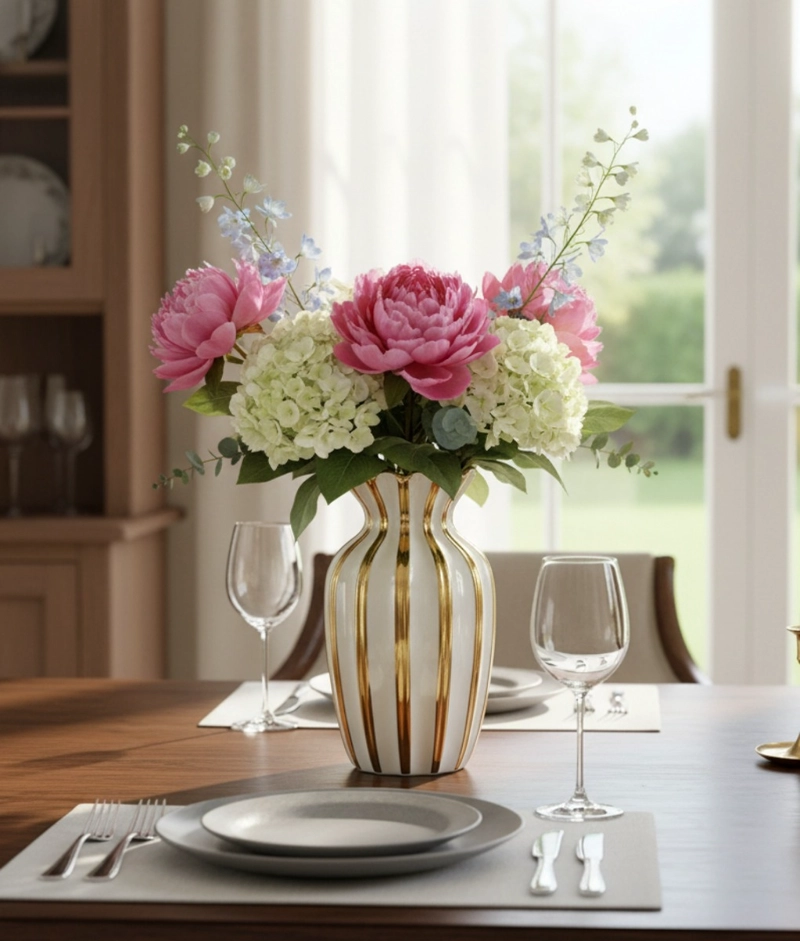 FLORERO DECORATIVO ELEGANCIA RAYADA LUJO JARRON ADORNO JHN - 6