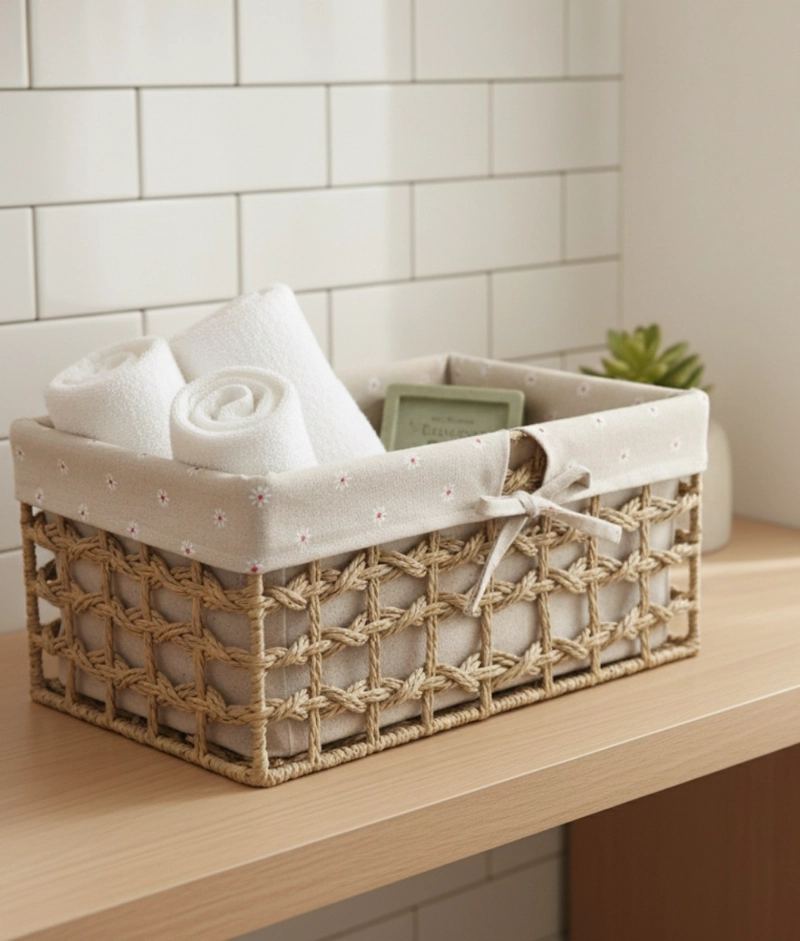 CANASTO DECORATIVO CESTO ORGANIZADOR RUSTICO NATURAL JHN - 2