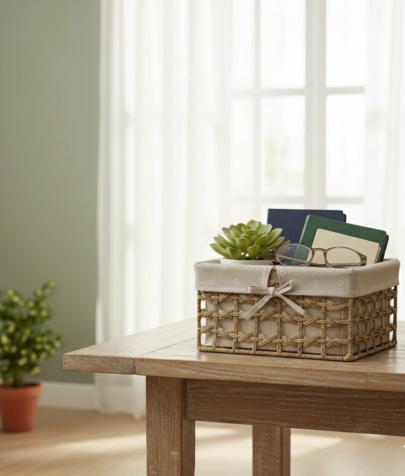 CANASTO DECORATIVO CESTO ORGANIZADOR RUSTICO NATURAL JHN - 7