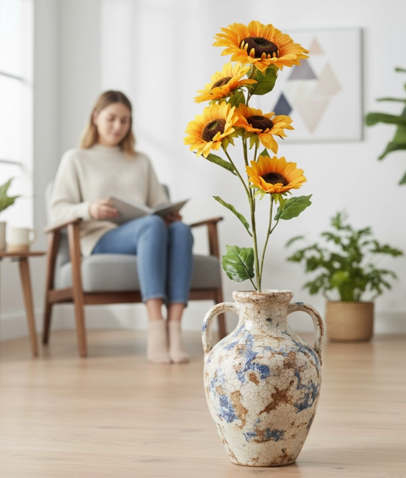 FLORES ARTIFICIALES RAMO DECORATIVO GIRASOLES ADORNO JHN - 4