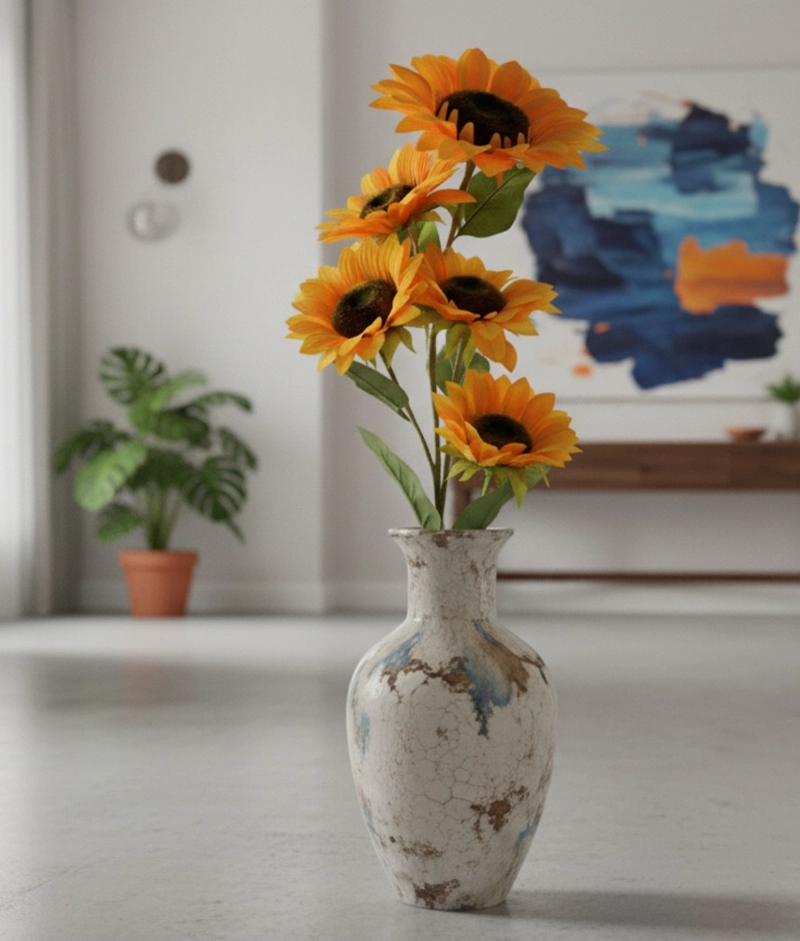 FLORES ARTIFICIALES RAMO DECORATIVO GIRASOLES ADORNO JHN - 10