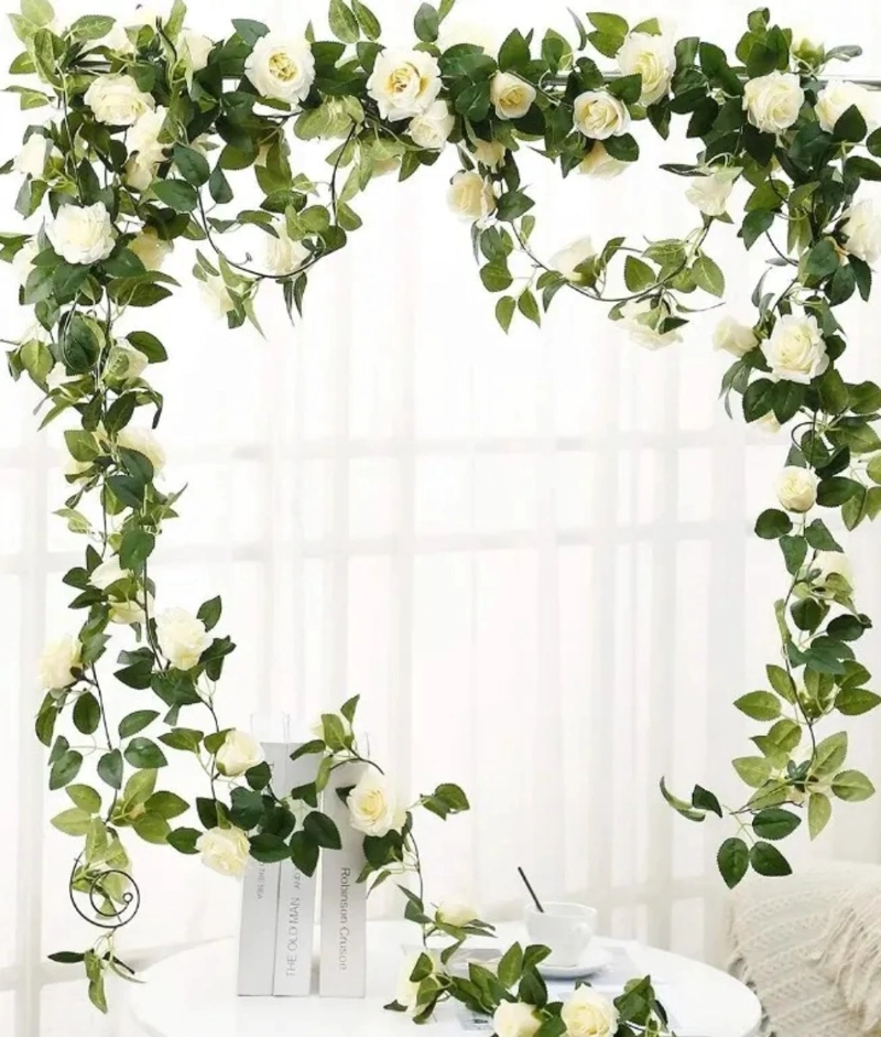 FLORES ARTICIALES ROSAS ENREDADERA ELEGANTE GUIRNALDA JHN - 9