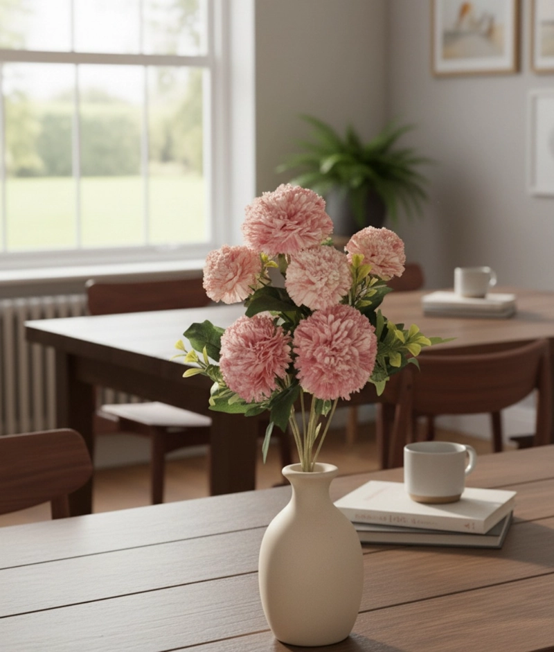 SET 2 RAMO FLORES ARTIFICIALES POMPONES DECORACION HOGAR JHN - 8