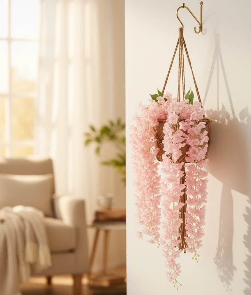 SET 2 FLORES ARTIFICIALES ENREDADERA COLGANTE PLUMA JHN - 8