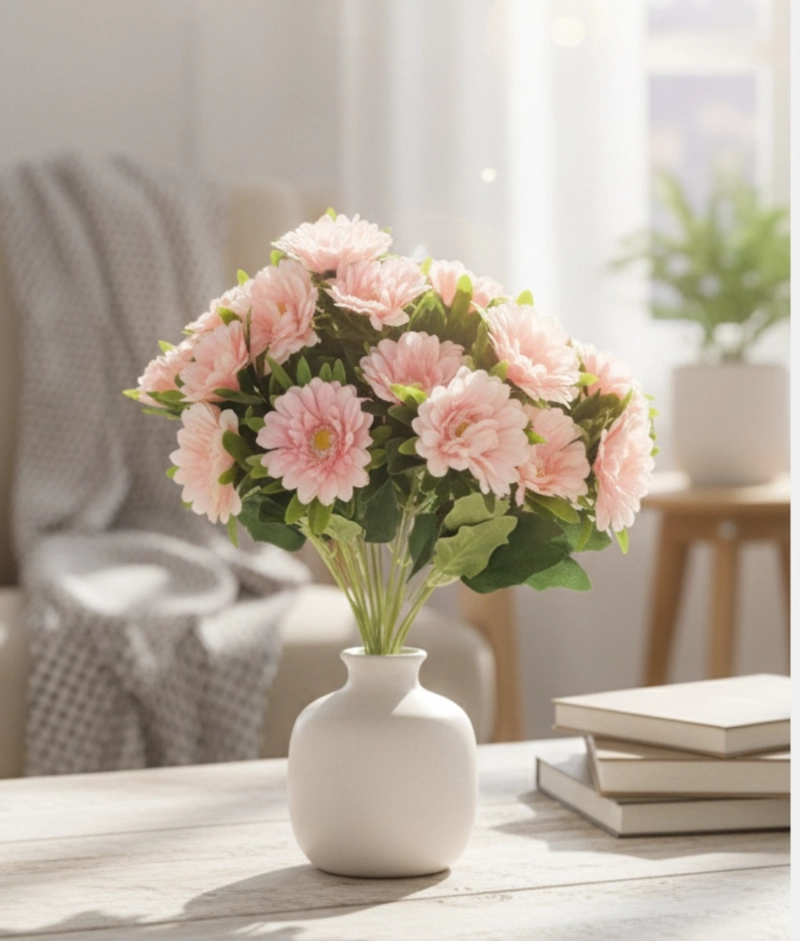 FLORES ARTIFICIALES RAMO CRISANTEMOS FLORAL DECORACION JHN - 2