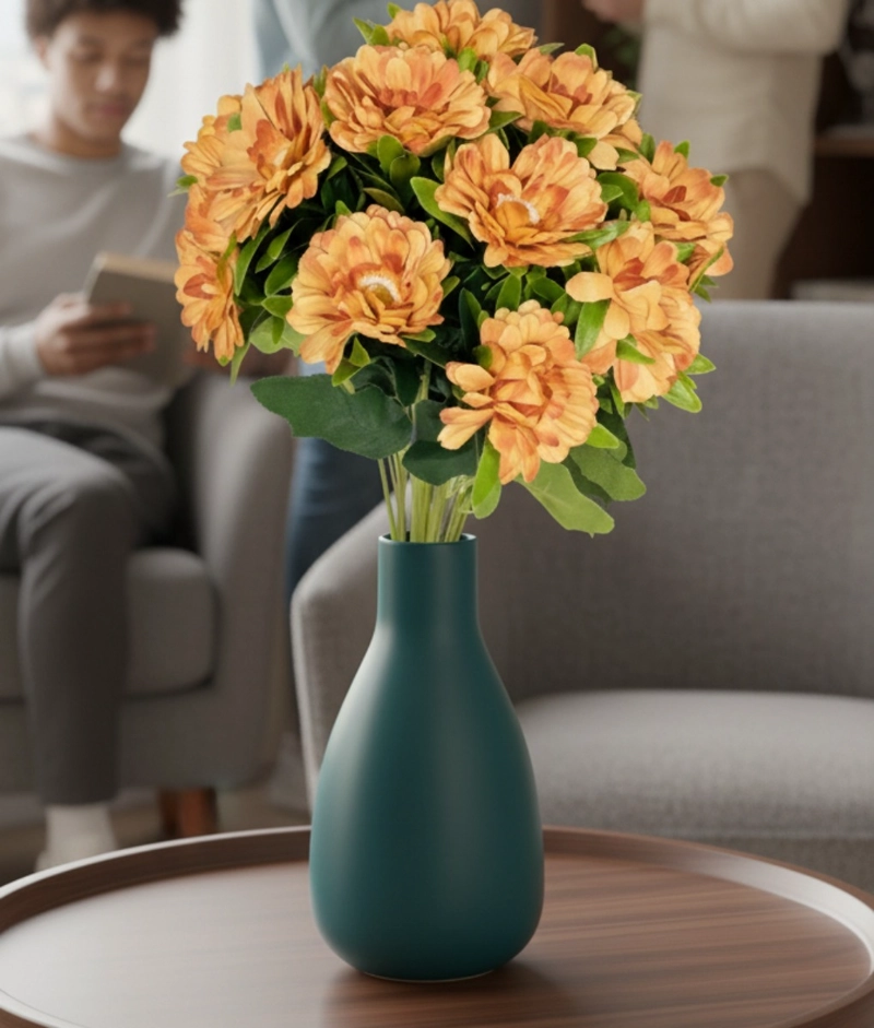 FLORES ARTIFICIALES RAMO CRISANTEMOS FLORAL DECORACION JHN - 4
