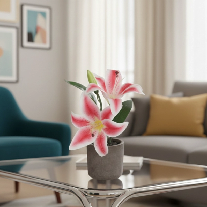 SET 2 PLANTA ARTIFICIAL DECORATIVA LIRIOS ADORNO HOGAR JHN - 2