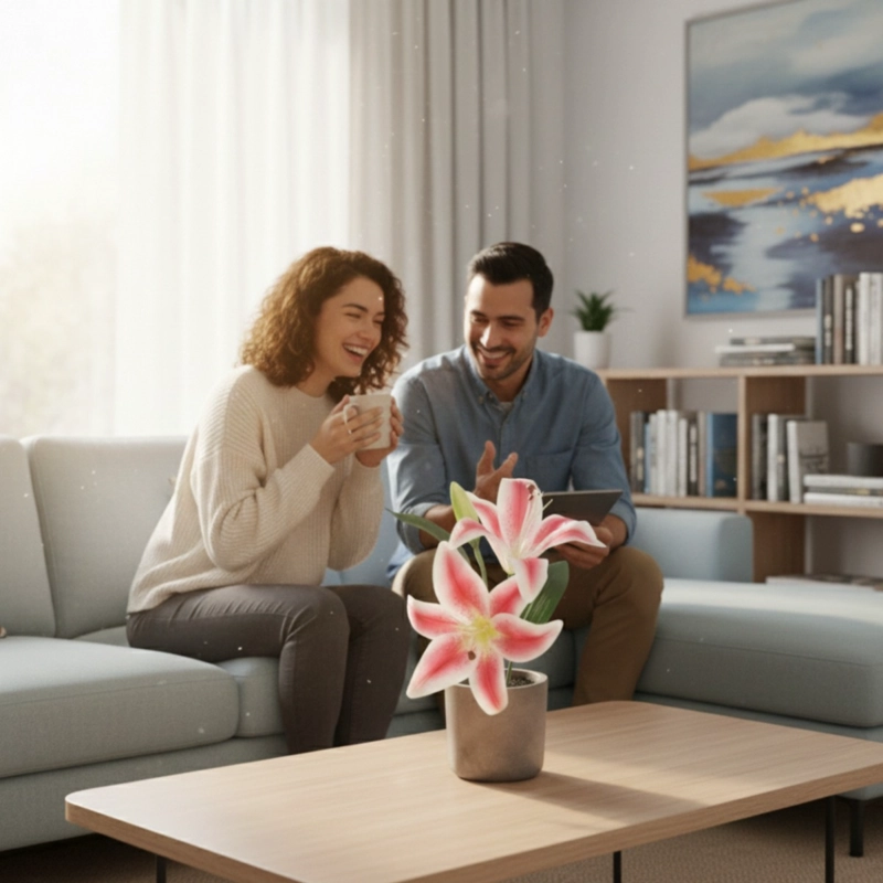 SET 2 PLANTA ARTIFICIAL DECORATIVA LIRIOS ADORNO HOGAR JHN - 4