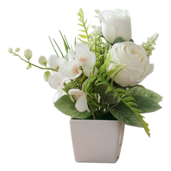 SET 2 PLANTA ARTIFICIAL DECORATIVA ARREGLO FLORAL ROSA JHN - 1