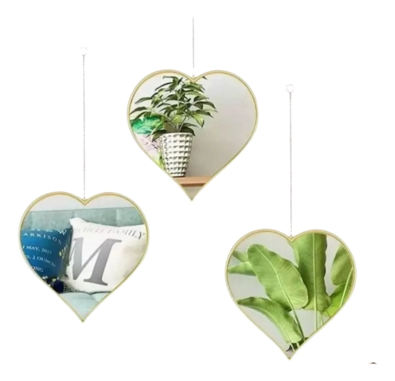 SET 3 ESPEJO DECORATIVO PARED COLGANTE CORAZON ADORNO JHN - 1