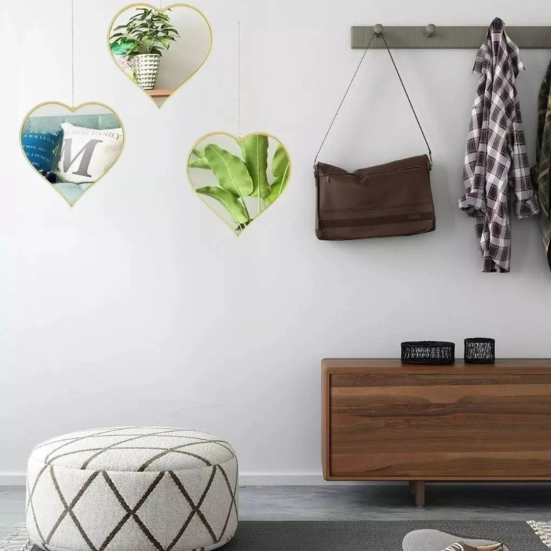 SET 3 ESPEJO DECORATIVO PARED COLGANTE CORAZON ADORNO JHN - 7