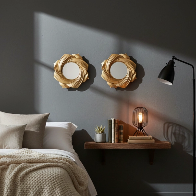 SET 2 ESPEJO DECORATIVO PARED PE TALO FLOR REMOLINO JHN - 9