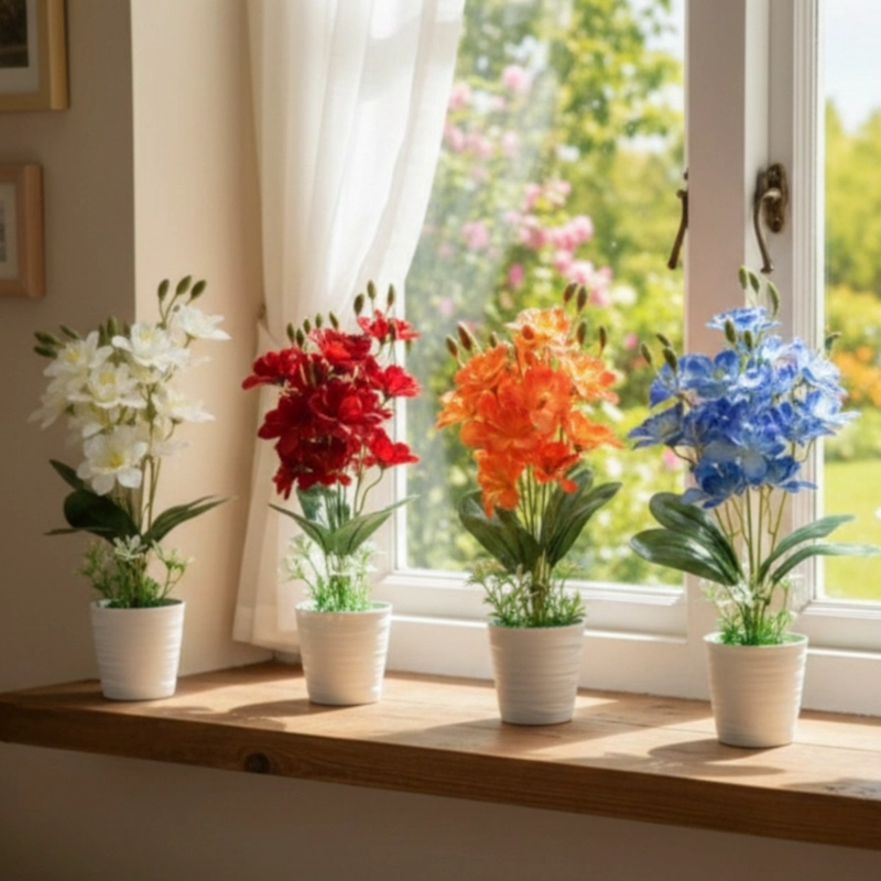 SET 2 PLANTA ARTIFICIAL ARREGLO FLORAL DECORATIVO HOGAR JHN - 9