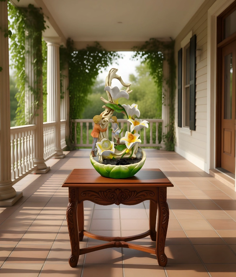 FUENTE AGUA DECORATIVA SOBREMESA FLORES TULIPANES JHN - 2