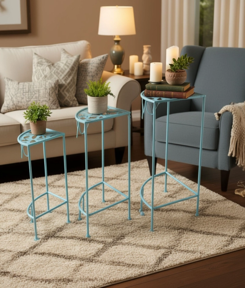 SET 3 MESA AUXILIAR DECORATIVA ESQUINA MULTIFUNCIONAL JHN - 7