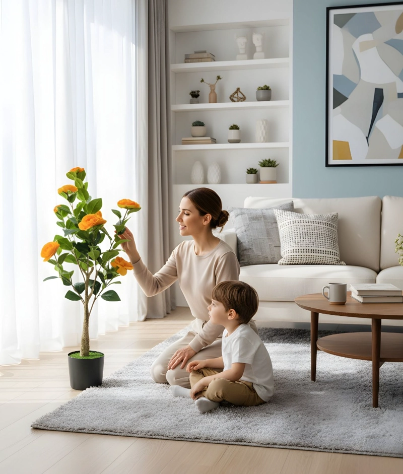 PLANTA ARTIFICIAL DECORATIVA DISEÑO FLORAL RAMIFICADO JHN - 4