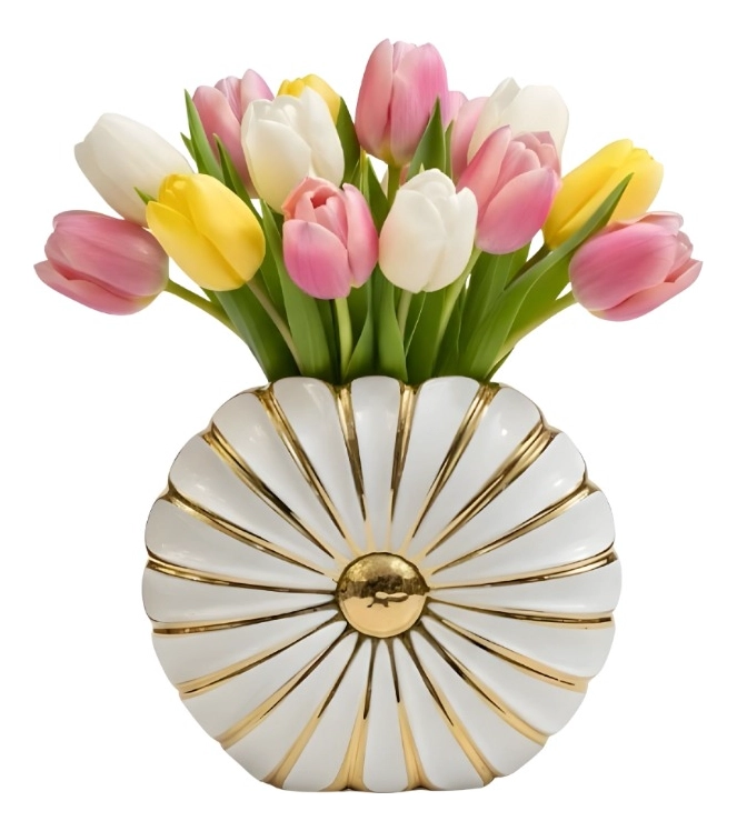 FLORERO DECORATIVO ELEGANTE DETALLE ORNAMENTAL CONTRASTE JHN - 3