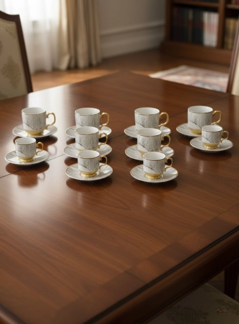 JUEGO VAJILLA TAZAS PLATILLOS DISEÑO ARTISTICO MESA JHN - 2