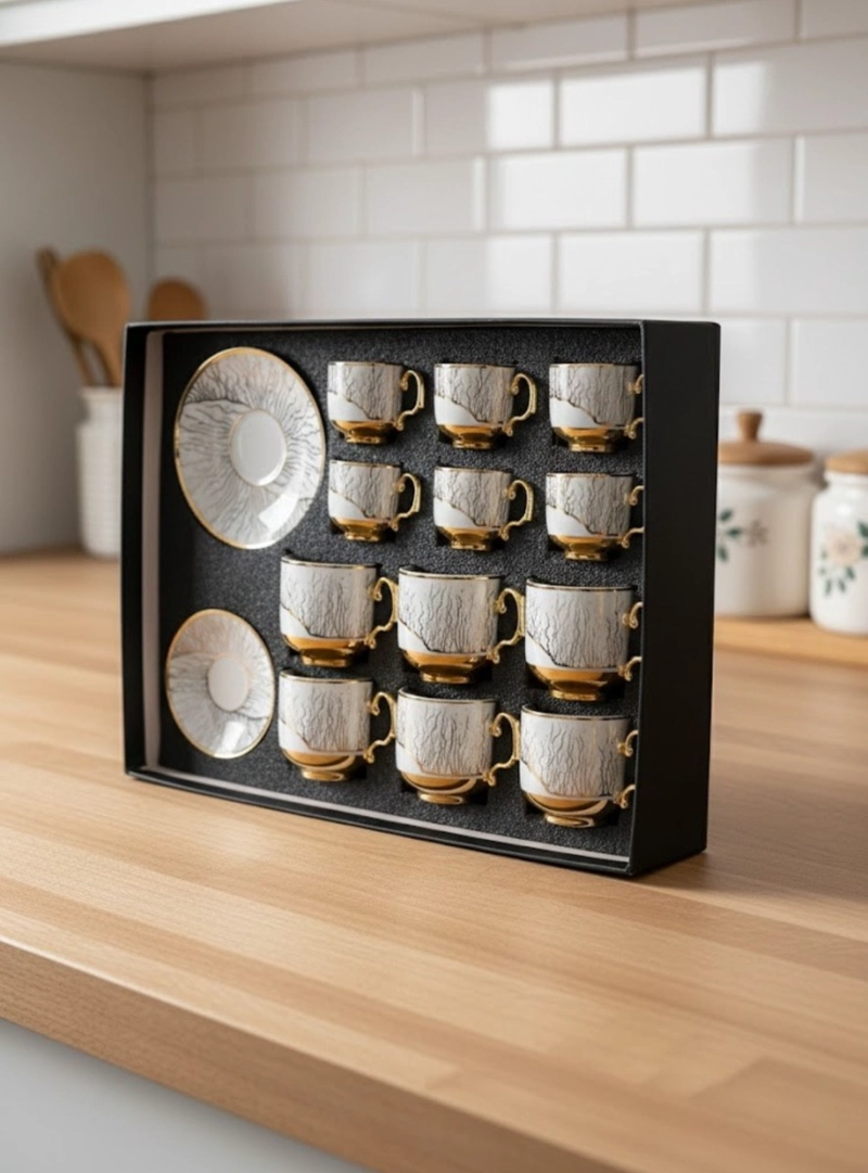 JUEGO VAJILLA TAZAS PLATILLOS DISEÑO ARTISTICO MESA JHN - 10