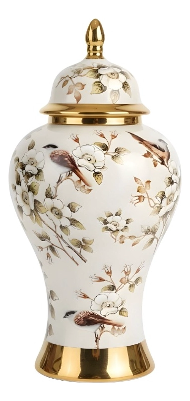 POTICHE DECORATIVO JARRON ADORNO DISEÑO FLORAL HOGAR JHN - 1