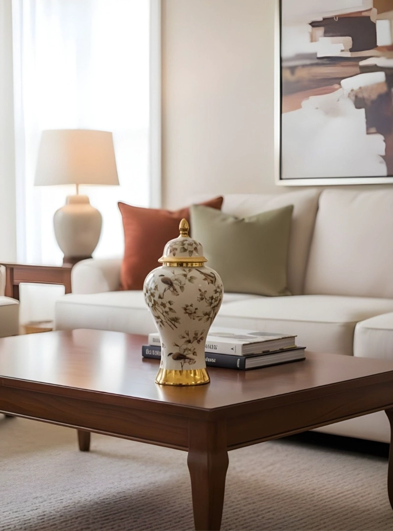 POTICHE DECORATIVO JARRON ADORNO DISEÑO FLORAL HOGAR JHN - 2
