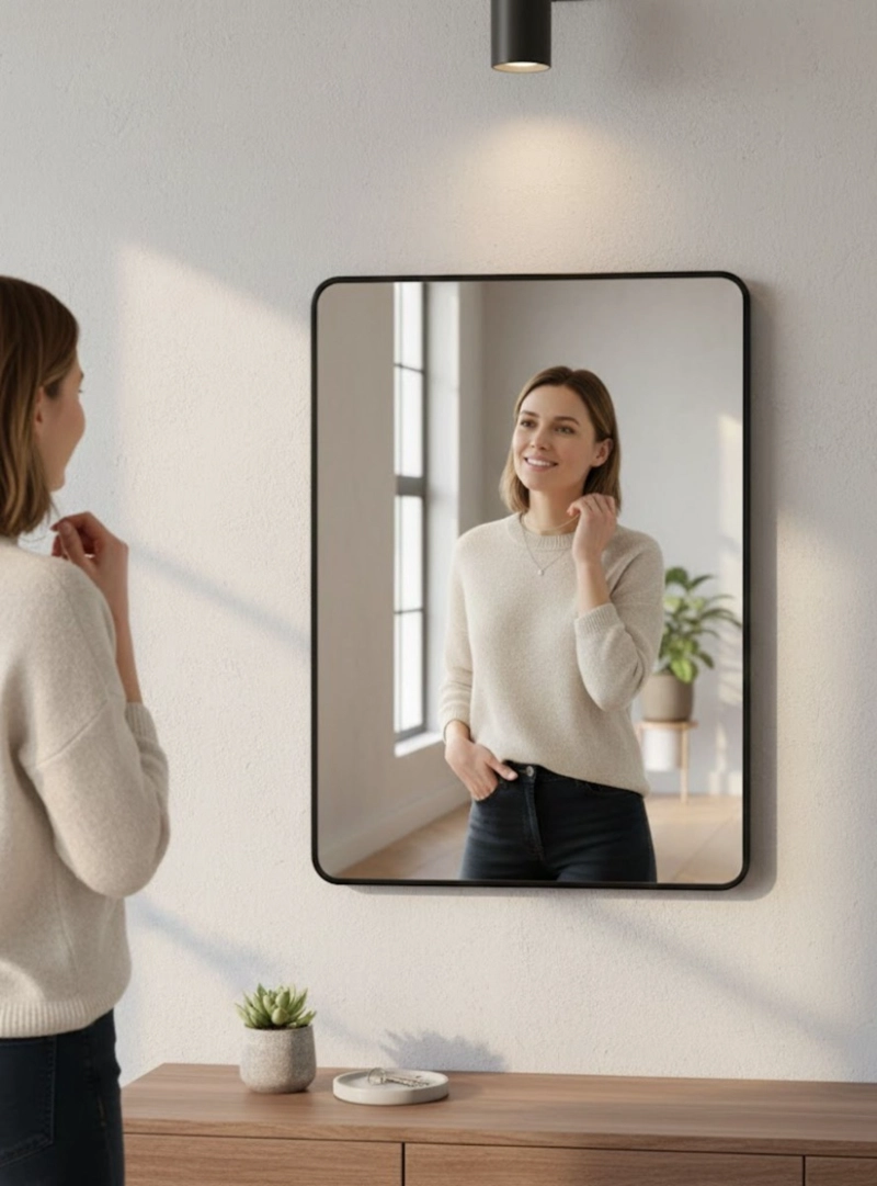 ESPEJO DECORATIVO PARED BORDES REDONDEADOS ADORNO JHN - 4