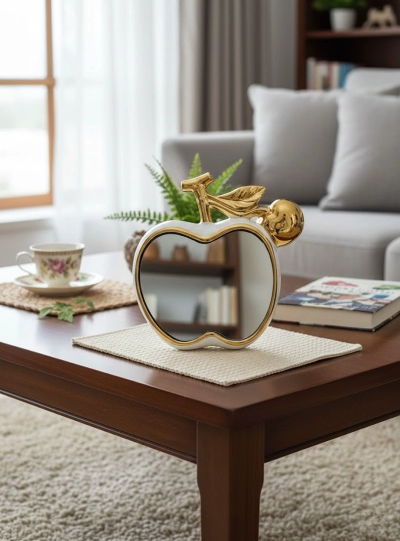 ESPEJO DECORATIVO MESA FORMA MANZANA ADORNO HOGAR JHN - 10
