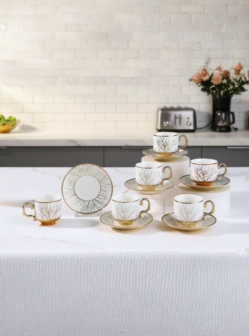 JUEGO VAJILLA TAZAS PLATILLOS GOURMET GRABADOS BOTANICOS JHN - 2