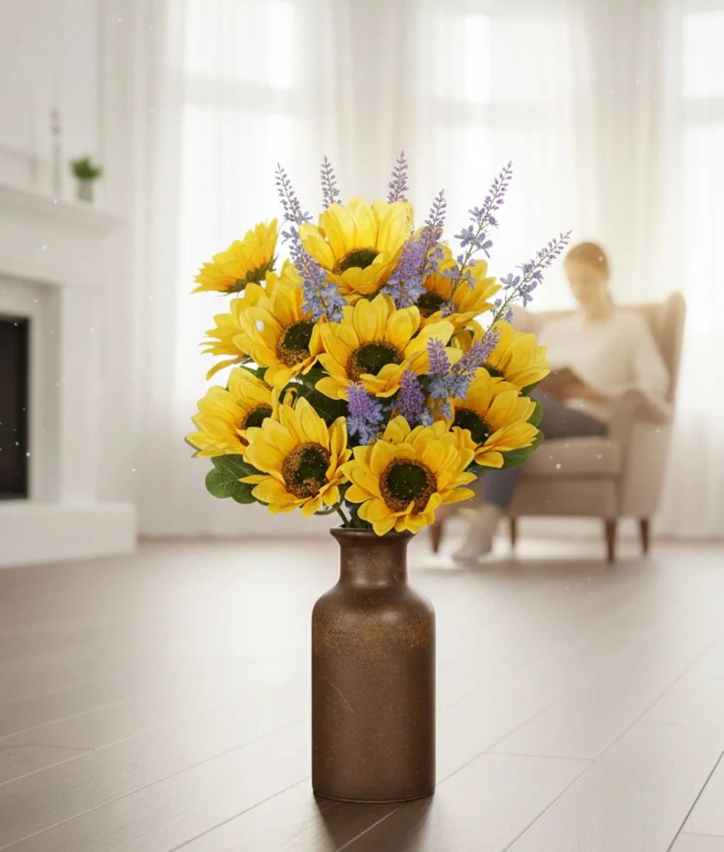 SET 2 FLORES ARTIFICIALES RAMO DECORATIVO MARGARITA JHN - 10